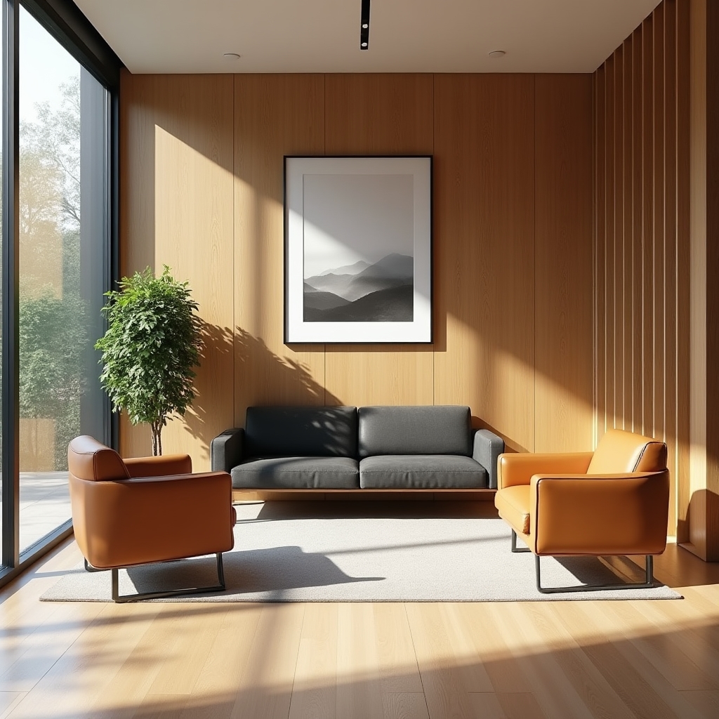 Modern office reception area with comfortable seating in Atlanta